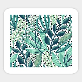 Green Leaves and Polka Dot Pattern Sticker